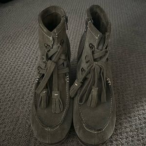 MIA Green wedge booties